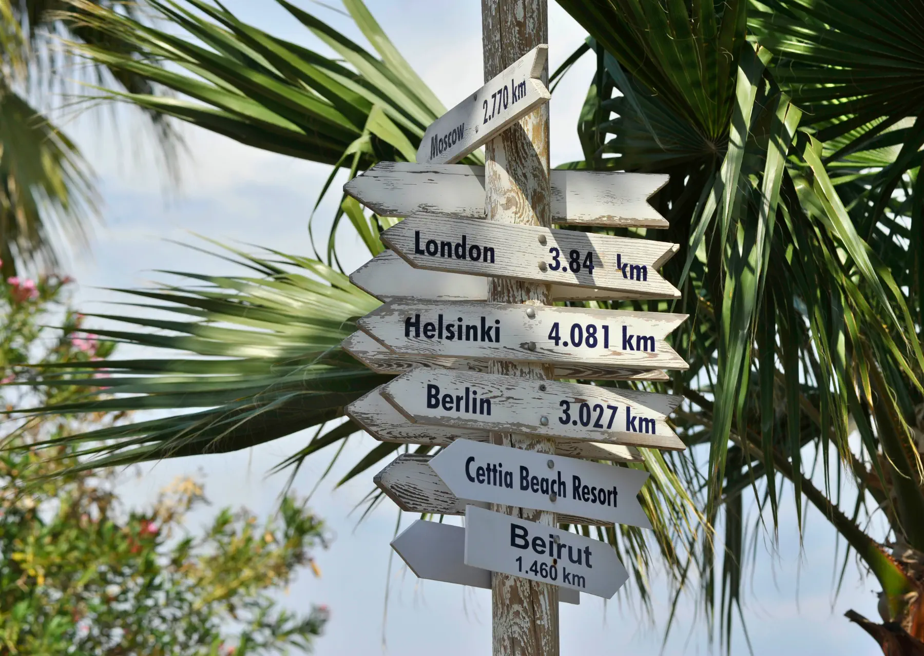 panneaux avec des destinations